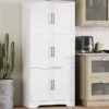 Cozy Castle 68.5" Kitchen Pantry Storage Cabinet Cabinet with 6 Doors and 3 Shelves Tall Food Pantry Cabinet 4-Tier White Cabinet for Kitchen Living Room Dining Room Bathroom - Image 2