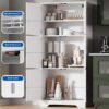 Cozy Castle 68.5" Kitchen Pantry Storage Cabinet Cabinet with 6 Doors and 3 Shelves Tall Food Pantry Cabinet 4-Tier White Cabinet for Kitchen Living Room Dining Room Bathroom - Image 4