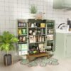 45'' Kitchen Pantry Cabinet,Storage Cabinet with Doors and Adjustable Shelves,Food Pantry Cabinet for Kitchen,Dining Room,Living Room and Garage,Gold Lines and Legs,Green Cabinet. - Image 2