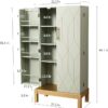 45'' Kitchen Pantry Cabinet,Storage Cabinet with Doors and Adjustable Shelves,Food Pantry Cabinet for Kitchen,Dining Room,Living Room and Garage,Gold Lines and Legs,Green Cabinet. - Image 3