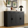 Black Buffet Cabinet, Coffee Bar Cabinet with 2 Drawers & 4 Doors, Kitchen Buffet Sideboard for Living Room, Kitchen - Image 3