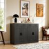 Black Buffet Cabinet, Coffee Bar Cabinet with 2 Drawers & 4 Doors, Kitchen Buffet Sideboard for Living Room, Kitchen - Image 4