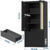 64.2" Tall Rattan Black Kitchen Pantry Cabinet, Kitchen Storage Cabinet with Doors and Drawers, Freestanding Wooden Storage Cabinet for Kitchen, Dining Room - Image 2