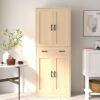 Oak Pantry Cabinet, 71" Tall Kitchen Pantry Storage Cabinet with Doors and Drawer, Freestanding Kitchen Hutch Cabinet for Kitchen, Dining Room, Hallway - Image 3