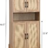 Rattan Bathroom Cabinet, Freestanding Floor Cabinet with Open Shelf& Adjustable Shelf - Image 3