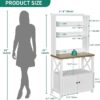White Microwave Stand Bakers Rack Cabinet Farmhouse Freestanding Small Kitchen Pantry Hutch Tall w Door Power Outlet Thickened Counter, Coffee Bar Storage Shelves, White - Image 2