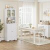 Pantry Cabinet Sets 2 Pieces, Tall Hutch Cabinet with Microwave Stand, Modern Kitchen Set Include Buffet Cabinet and Pantry Cabinet for Dining Room, White - Image 2