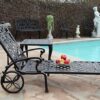 Patio Kawaii Collection Cast Aluminum Powder Coated Chaise Lounge with Lite Brown Seat Cushions CBM1290 CK01 - Image 2