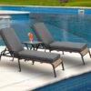 Set of 2 Patio Chaise Lounger Cushions, 72 x 21 x 3 Inches, Olefin Fabric Slipcovers with Sponge Foam (Cushions Only) - Image 2