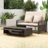 Patio Adjustable Wicker Daybed, Rattan Loveseat & Storage Ottoman w/ 4-Level Backrest & Soft Cushions - Image 2
