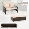 Patio Adjustable Wicker Daybed, Rattan Loveseat & Storage Ottoman w/ 4-Level Backrest & Soft Cushions - Image 3