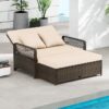 Patio Adjustable Wicker Daybed, Rattan Loveseat & Storage Ottoman w/ 4-Level Backrest & Soft Cushions - Image 4