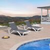 Patio Chaise Lounge Chair Set of 3 Outside Aluminum Plastic Stackable Tanning Chairs for Pool - Image 2