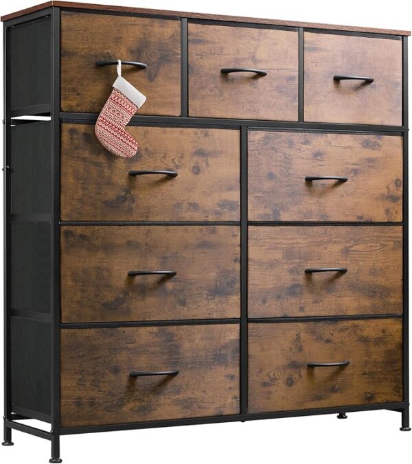 9-Drawer Dresser, Fabric Storage Tower for Bedroom, Hallway, Entryway, Closet, Tall Chest Organizer Unit with Fabric Bins