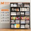 Dresser for Bedroom with 14 Drawers Tall Dressers for Bedroom Dressers & Chests of Drawers,Wooden Top,Sturdy Metal Frame, Rustic Brown, 11.8" D x 37" W x 52" H - Image 4
