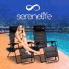 Rattan Zero Gravity Chairs Set of 2 - Adjustable Outdoor Lounge Chairs with Side Tray, Cup Holders, Removable Pillows, - Image 2