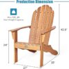 Chair, Acacia Wood Adirondack Lounger Chair, Outdoor Armchairs with Slatted Seating, Weather Resistant, for Patio Deck Lawn Backyard, Garden Adirondack Furniture (4, Natural) - Image 4