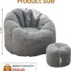 Bean Bag Chair with Ottoman, Large Bean Bag Chair & Footstool, Chaise Lounge Chair Indoor - Image 2