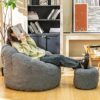Bean Bag Chair with Ottoman, Large Bean Bag Chair & Footstool, Chaise Lounge Chair Indoor - Image 4