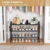 3 Tier Shoe Rack 33" Wide Metal Shoe Organizer Long Shoe Storage with 4 Side Hooks Sturdy Shoes Shelf for Front Door Entrance, Closet, Garage, Dorm, Black - Image 3