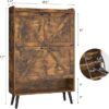 Shoe Cabinet with 2 Flip Drawers, Hidden Shoe Storage Cabinet Storage for Entryway Slim, Farmhouse Shoe Organizer with Wood Legs, Narrow Shoe Rack Cabinet, Rustic Brown - Image 2