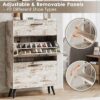 Shoe Cabinet Storage for Entryway, Shoe Organizer with 2 Flip Drawers, Hidden Shoe Cabinet, Slim Enclosed Shoe Rack, White - Image 3
