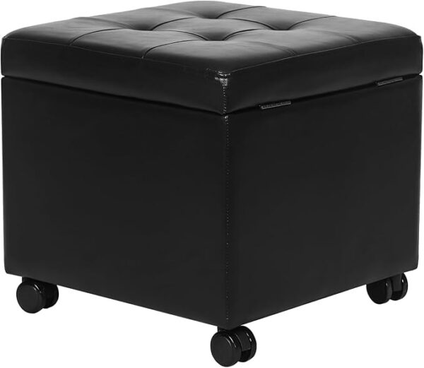 Deco 18 inch Tall Ottoman Storage Bench - 18 inch high Leather Ottoman with Storage