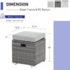 2 Piece Outdoor Patio Ottomans,All-Weather Grey PE Rattan Wicker Ottoman with Storage - Image 2