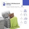 2 Piece Outdoor Patio Ottomans,All-Weather Grey PE Rattan Wicker Ottoman with Storage - Image 4