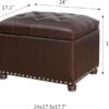 24 Inch Storage Ottoman Leather Bench Foot Rest Stool for Bedroom Living Room,Brown - Image 3
