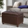 24 Inch Storage Ottoman Leather Bench Foot Rest Stool for Bedroom Living Room,Brown - Image 4