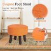 Foot Stool Round Pouf Ottoman, Leather Foot Rest with Non-Skid Wooden Legs - Image 4