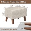 Ottoman Foot Rest, Footstool Ottoman with Adjustable Cover, Modern Foot Stool, Ottoman with Storage for Living Room, Bedroom, Dorm (Beige) - Image 2