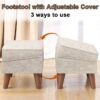 Ottoman Foot Rest, Footstool Ottoman with Adjustable Cover, Modern Foot Stool, Ottoman with Storage for Living Room, Bedroom, Dorm (Beige) - Image 3