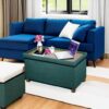 30 Inches Storage Ottoman Bench, Storage Bench with Wooden Legs for Living Room - Image 2