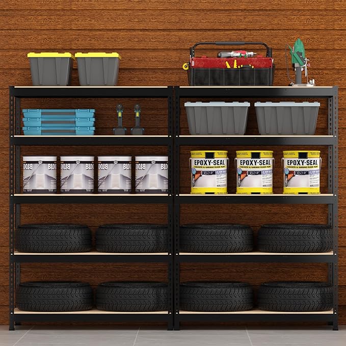 48" W x 18" D x 72" H Heavy Duty Storage Shelves - 5 Tier Adjustable Garage Storage Shelving Unit - Image 2