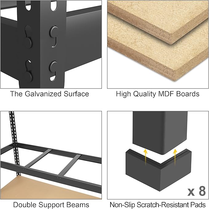 48" W x 18" D x 72" H Heavy Duty Storage Shelves - 5 Tier Adjustable Garage Storage Shelving Unit - Image 4