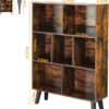 Cube Bookshelf 3 Tier Mid-Century Rustic Brown Modern Bookcase with Legs,Retro Wood Bookshelves Storage Organizer Shelf - Image 2