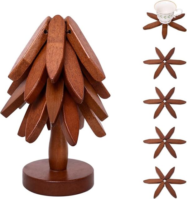 Wooden Tree Trivets for Hot Dishes Tree Shape Trivet Set of 4 for Hot Pot Pans