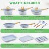 22-Piece Cookware and Bakeware Set | Professional Home Kitchen Collection with Multi-Sized Pots, Pans, Non stick and Heat-Resistant Tools (Moon Grey Marble) - Image 3