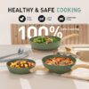 Pots and Pans Set Non Stick, 12 Piece Green Granite Kitchen Cookware Induction Compatible, Pot and Pan Sets for Cooking Nonstick - Image 4