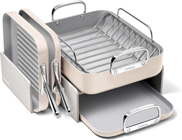 Caraway Square Cookware Set - Square Pans Set - Perfect for Griddling, Toasting, Searing, Roasting, and More