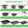 22-Piece Black Marble Non-Stick Cookware and Bakeware Set - Professional Home Kitchen Collection with Multi-Sized Pots, Pans, and Heat-Resistant Tools - Image 3