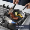 Non Stick Frying Pan Set 7 Piece, 8, 10 and 12-Inch Hybrid Stainless Steel Skillet Set with Tempered Glass Lids, Dishwasher and Oven Safe, Induction Ready, Silver Kitchen Cookware set - Image 2