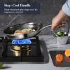 Non Stick Frying Pan Set 7 Piece, 8, 10 and 12-Inch Hybrid Stainless Steel Skillet Set with Tempered Glass Lids, Dishwasher and Oven Safe, Induction Ready, Silver Kitchen Cookware set - Image 3