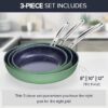 3-Piece 8”, 10”, 12” Forged Lightweight Frying Pan Set, G10 Healthy Duralon Blue Ceramic Ultra Non-Stick, Ergonomic Stay-Cool Handles, Induction-Ready & Works on All Cooktops - Image 2