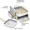 Square Cookware Set - Square Pans Set - Perfect for Griddling, Toasting, Searing, Roasting, and More - Non-Stick Ceramic Coated Pans - Non Toxic, PTFE & PFOA Free - White - Image 3