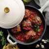 Enameled Cast Iron Skillet with Lid, 12-inch Frying Pan, Latte with Gold Knob - Image 3