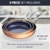 3-Piece 8”, 10”, 12” Forged Lightweight Frying Pan Set, G10 Healthy Duralon Blue Ceramic Ultra Non-Stick, Ergonomic Stay-Cool Handles, Induction-Ready & Works on All Cooktops - Image 2