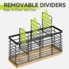 Extra Large Kitchen Utensil Holder with 4 Compartments for Countertop, Kitchen Cooking Utensil Holder Organizer with Wooden Base - Image 4